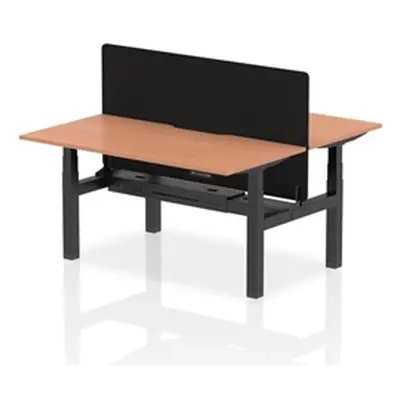 Air B2B 1600x800 Adjustable 2P Bench Desk Scallop Beech/Black + Screen