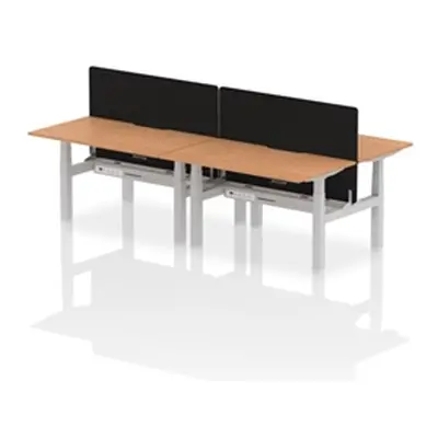 Air B2B 1400x800 Adjustable 4P Bench Desk Scalloped Oak/Silver +Screen