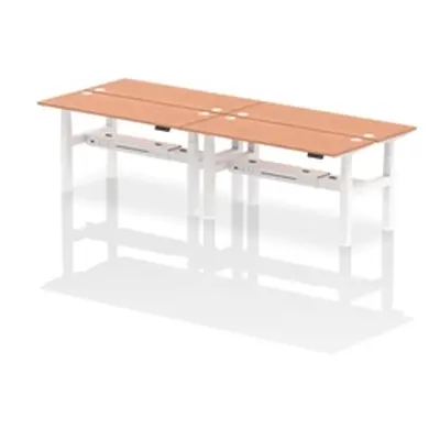 Air B2B 1600x600mm Height Adjustable 4P Bench Desk CP Beech/White