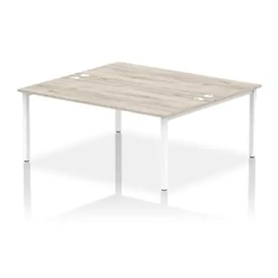 Impulse Bench B2B 2 Person 1800 White Frame Office Bench Desk Grey Oak