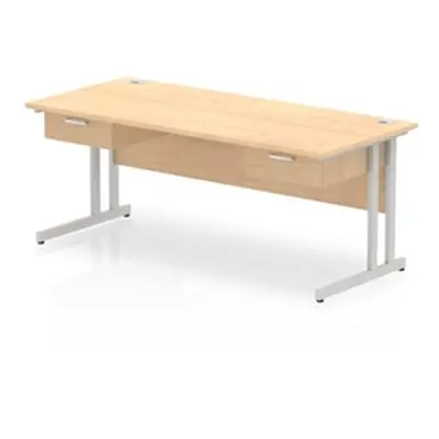 Impulse 1800x800 Desk Maple/Silver Cantilever Leg 2x1 Drawer Fixed Ped