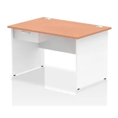 Impulse 1200x800 Desk Beech/White Panel End 1x1 Drawer Fixed Ped