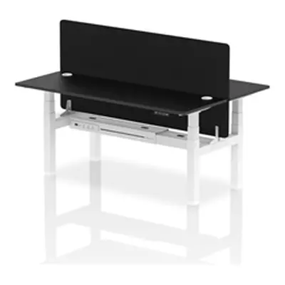 Air B2B 1800x600mm Adjustable 2P Bench Desk CP Black/White + Screen