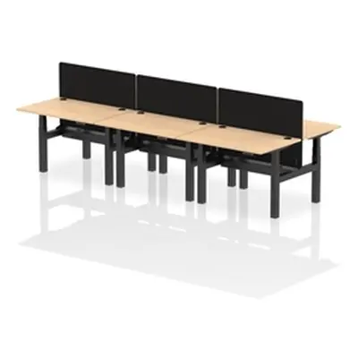 Air B2B 1200x800mm Adjustable 6P Bench Desk CP Maple/Black + Screen