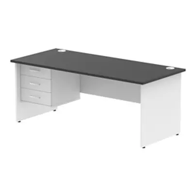 Impulse 1800x800 Desk Black/White Panel End Leg 1x3 Drawer Fixed Ped