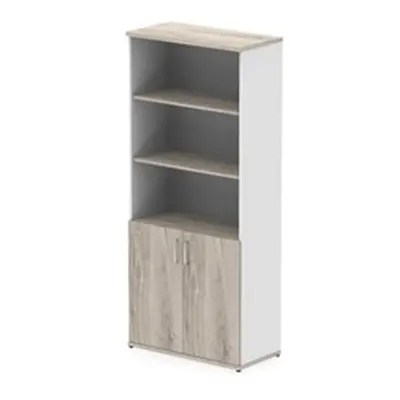 Impulse 2000mm Open Shelves Cupboard Grey Oak/White/Grey Oak Doors