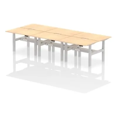 Air B2B 1200x800 Adjustable 6P Bench Desk Scalloped Maple/Silver