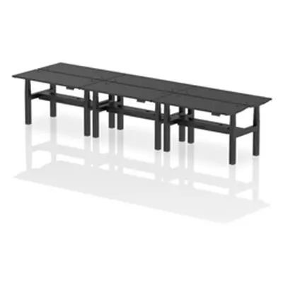 Air B2B 1400x600mm Height Adjustable 6P Bench Desk CP Black/Black