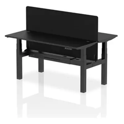 Air B2B 1600x600mm Adjustable 2P Bench Desk CP Black/Black + Screen