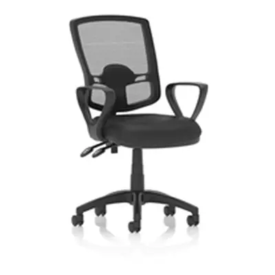 Eclipse Plus II Operator Chair Mesh Back Black Leather Seat loop Arms