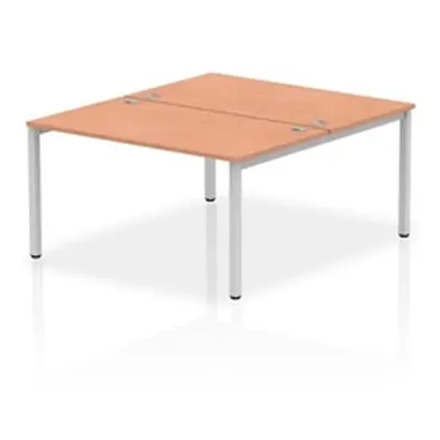 Impulse Bench B2B 2 Person 1400 Silver Frame Office Bench Desk Beech