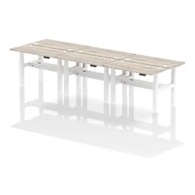 Air B2B 1200x600mm Height Adjustable 6P Bench Desk CP Grey Oak/White