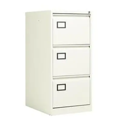 Bisley 3 Drawer Contract Steel Filing Cabinet - Chalk - AOC3WHT