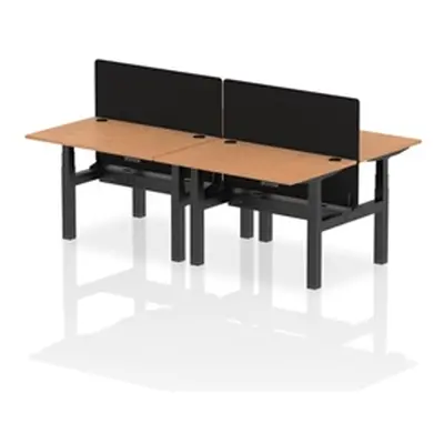 Air B2B 1200x800mm Adjustable 4P Bench Desk CP Oak/Black + Screen