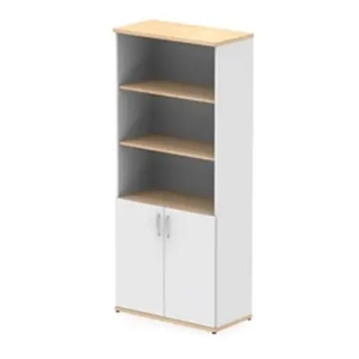 Impulse 2000mm Open Shelves Cupboard Maple and White with White Doors