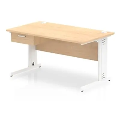 Impulse 1400x800 Desk Maple/White Cable Managed Leg 1 Dr Fixed Ped