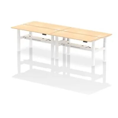 Air B2B 1600x600mm Height Adjustable 4P Bench Desk CP Maple/White