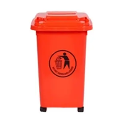 Wheelie Bin; 30L; 30% Recycled Polyethylene; Red/Orange