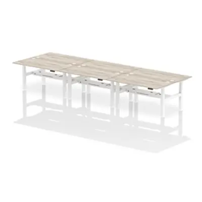 Air B2B 1600x800mm Height Adjustable 6P Bench Desk CP Grey Oak/White