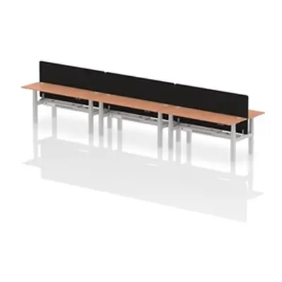 Air B2B 1800x600mm Adjustable 6P Bench Desk CP Beech/Silver + Screen