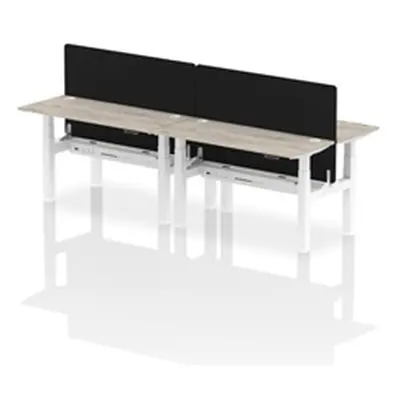 Air B2B 1400x600mm Adjustable 4P Bench Desk CP Grey Oak/White + Screen