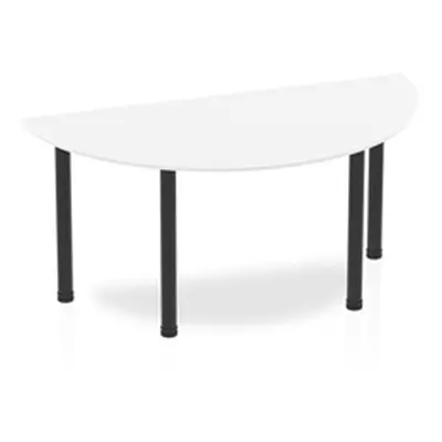 Impulse 1600mm Semi-Circle Table White Top Black Post Leg