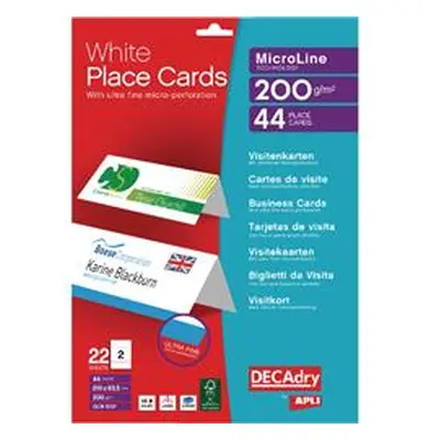 Decadry Perforated Place Cards 200gsm White (44 Pack)