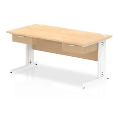 Impulse 1600x800 Desk Maple/White Cable Managed 2x1 Drawer Fixed Ped