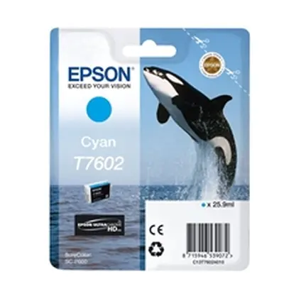 Epson T7602 Ink Cartridge Ultra Chrome HD Killer Whale Cyan