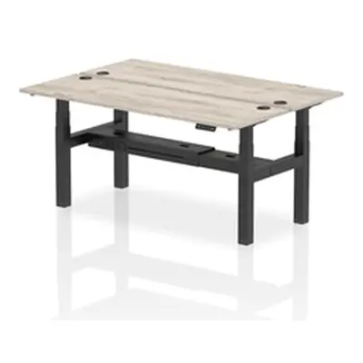 Air B2B 1800x600mm Height Adjustable 2P Bench Desk CP Grey Oak/Black