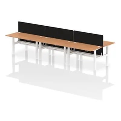 Air B2B 1400x800mm Adjustable 6P Bench Desk CP Oak/White + Screen