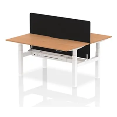 Air B2B 1600x800 Adjustable 2P Bench Desk Scalloped Oak/White + Screen