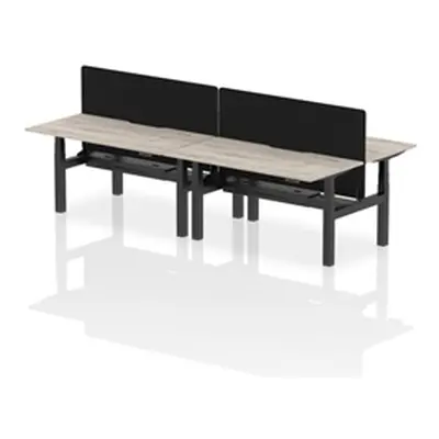 Air B2B 1600x800 Adjustable 4P Bench Desk Scallop Gry Oak/Black/Screen