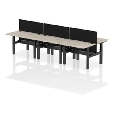 Air B2B 1200x800mm Adjustable 6P Bench Desk CP Grey Oak/Black + Screen