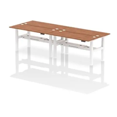 Air B2B 1600x600mm Height Adjustable 4P Bench Desk CP Walnut/White