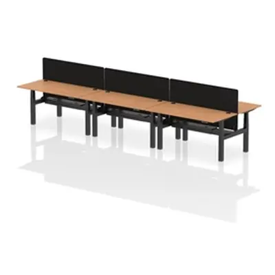 Air B2B 1600x800mm Adjustable 6P Bench Desk CP Oak/Black + Screen