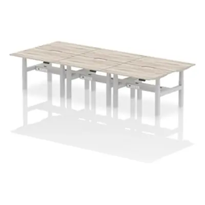 Air B2B 1200x800 Adjustable 6P Bench Desk Scalloped Grey Oak/Silver