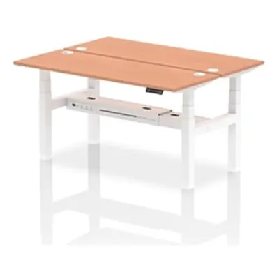 Air B2B 1600x600mm Height Adjustable 2P Bench Desk CP Beech/White