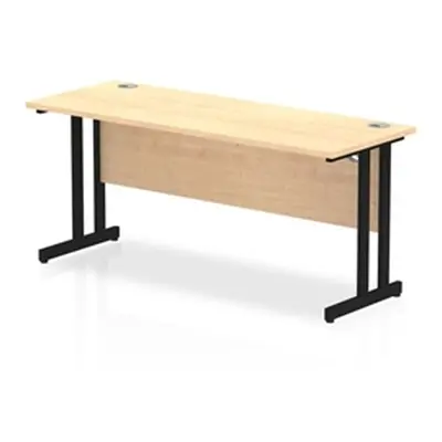 Impulse 1600 x 600mm Straight Desk Maple Top Black Cantilever Leg