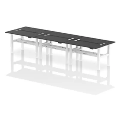 Air B2B 1400x600mm Height Adjustable 6P Bench Desk CP Black/White