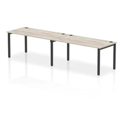 Impulse Bench Single Row 2 Person 1600 Black Frame Bench Desk Grey Oak