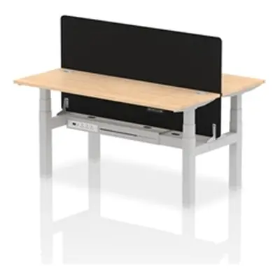 Air B2B 1600x600mm Adjustable 2P Bench Desk CP Maple/Silver + Screen