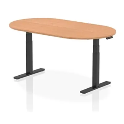 Impulse 1800mm Boardroom Table Oak Top Black Height Adjustable Leg