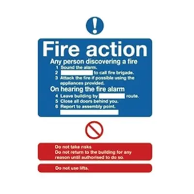 Safety Sign Niteglo Fire Action 300x250mm Self-Adhesive