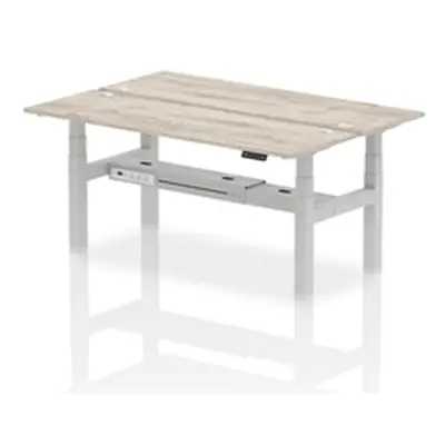 Air B2B 1800x600mm Height Adjustable 2P Bench Desk CP Grey Oak/Silver