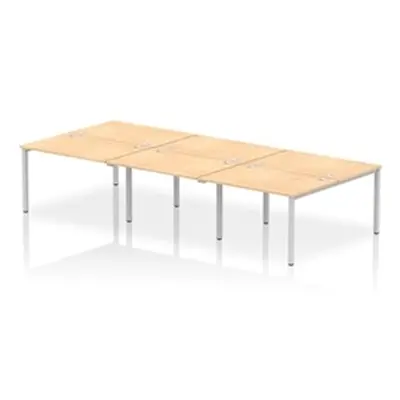 Impulse Bench B2B 6 Person 1200 Silver Frame Office Bench Desk Maple