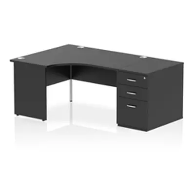 Impulse 1400 LH Crescent Desk Black Top Panel End 800 Desk High Ped