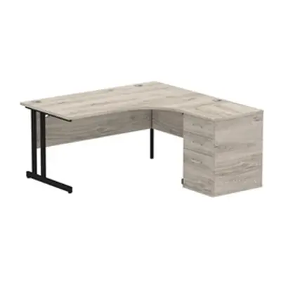 Impulse 1600 R Crescent Desk Gy Oak Black Cantilever 600 Desk High Ped