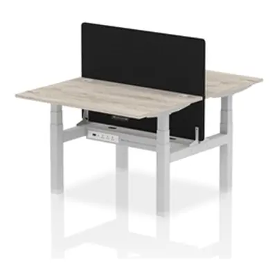 Air B2B 1200x800 Adjustable 2P Bench Desk CP Grey Oak/Silver + Screen