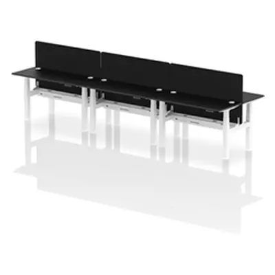 Air B2B 1400x600mm Adjustable 6P Bench Desk CP Black/White + Screen